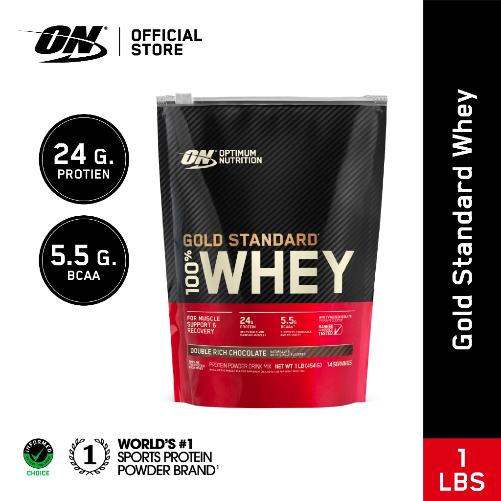 Optimum Nutrition Gold Standard Whey Protein 1 Lbs.  เวย์โปรตีนไอโซเลตเป็นส่วนประกอบหลัก