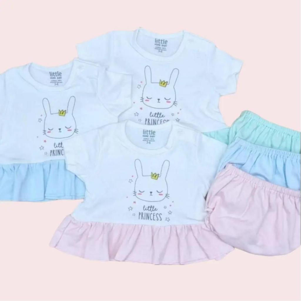 ชุดเซ็ตกระโปรง พร้อมกางเกง ลายกระต่าย (Baby Cotton)