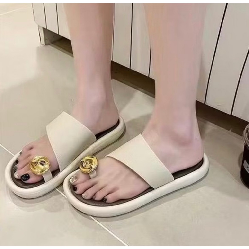 รองเท้าแตะแฟชั่น แบบสวมนิ้วโป้ง ใส่สบาย พื้นนุ่ม ส้นแบนอเนกประสงค์ พร้อมส่ง (309)