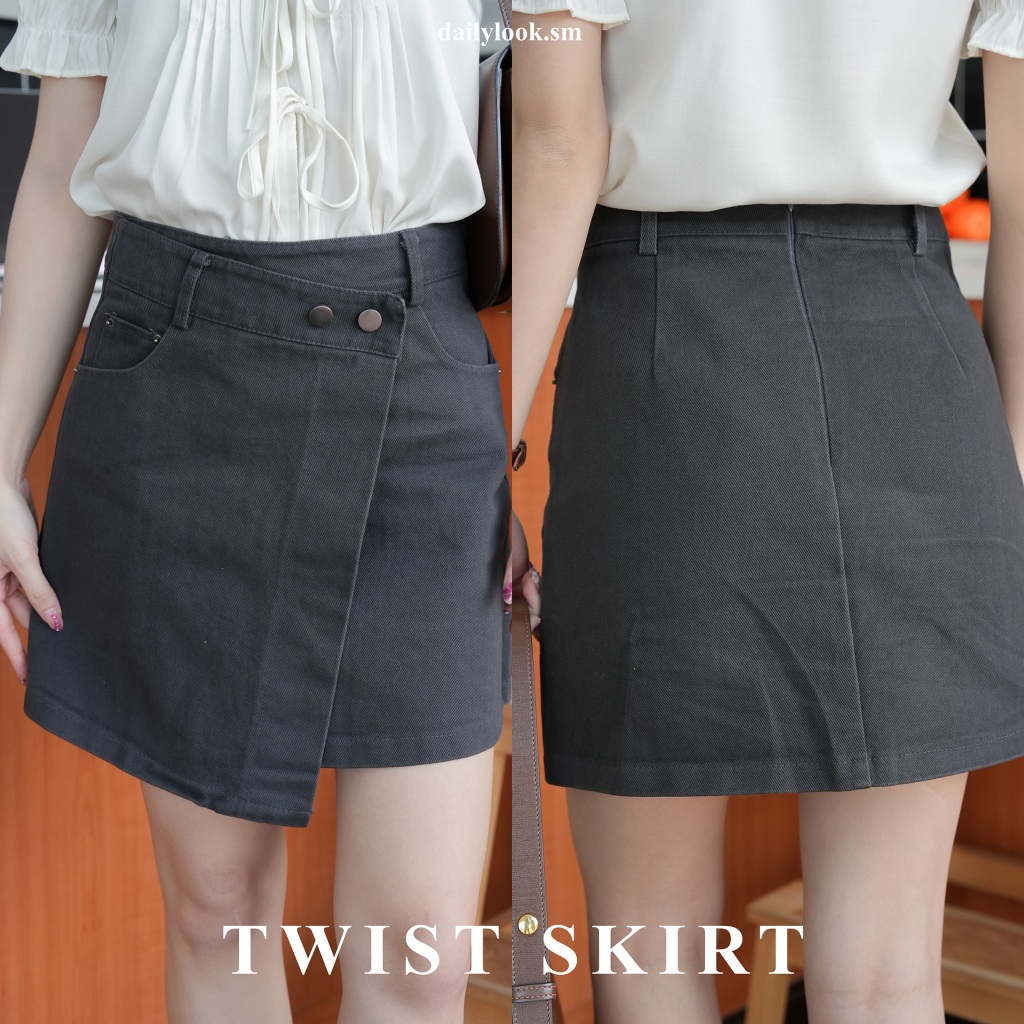 DAILYLOOK.SM --- Twist skirt กระโปรงสีเทาเข้มทรงสุดเก๋