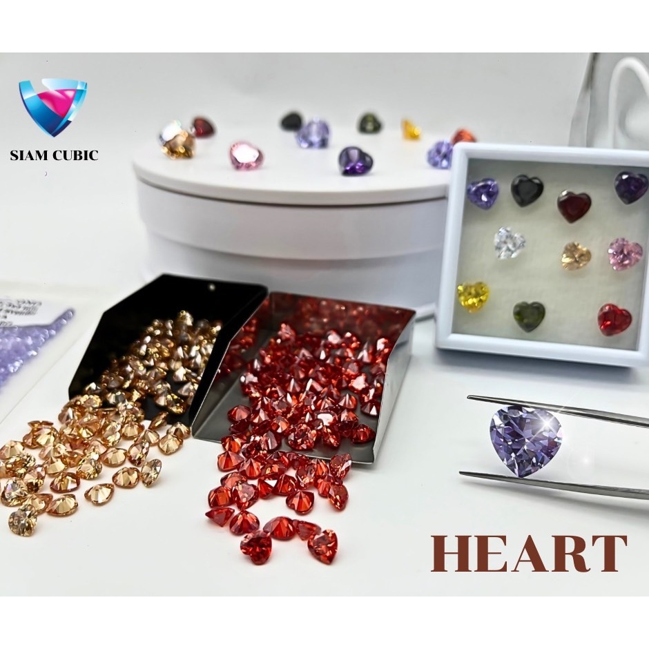 HEART SHAPE(Size 3x3 MM.- 12x12 MM.)COLOR - CZ พลอยสี - CZ  รูปทรงหัวใจ  พลอยสังเคราะห์  พลอยรัสเซีย