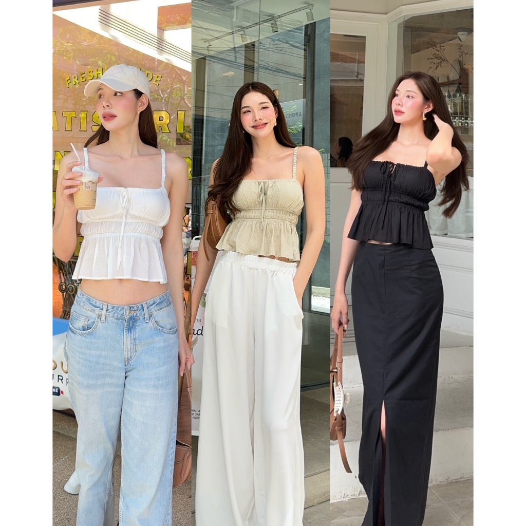 SISTER.RRR : ARIN TOP เสื้อสายเดี่ยวผูกหน้าผ้าลินิน