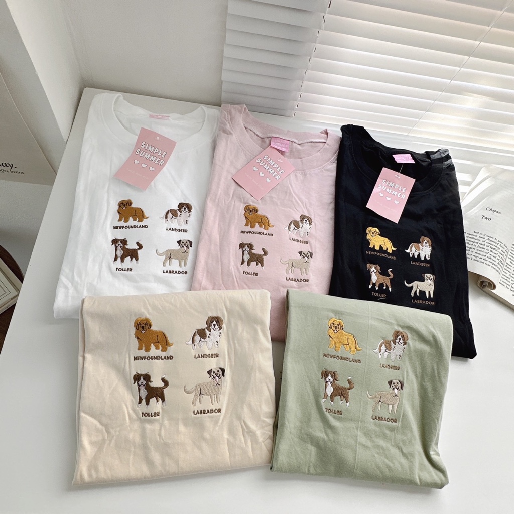 Sugarbeetshop | S357 Toller Landseer เสื้อโอเวอร์ไซต์ oversize เสื้อยืดผ้าคอตตอน cotton
