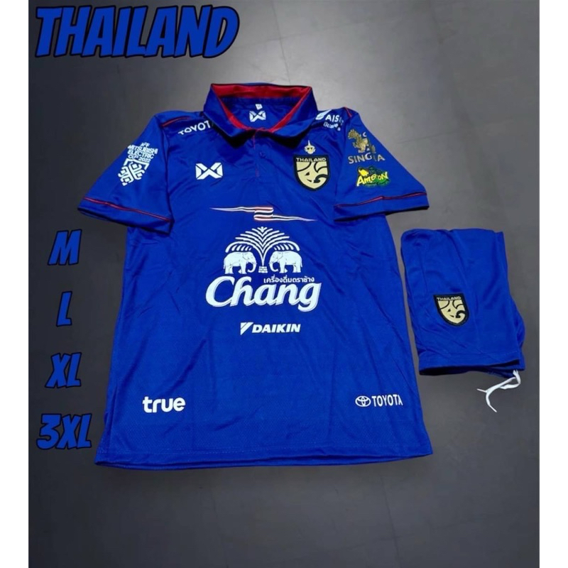 ชุดกีฬาทีมชาติไทยคอปก ผู้ชาย เสื้อ+กางเกง ครบชุด