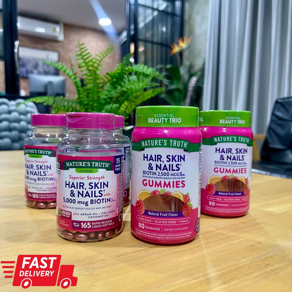 พร้อมส่ง!! แพ็คเกจใหม่ล่าสุด Nature's Truth HAIR SKIN & NAILS BIOTIN ผิว ผม เล็บ อเมริกา แท้ %