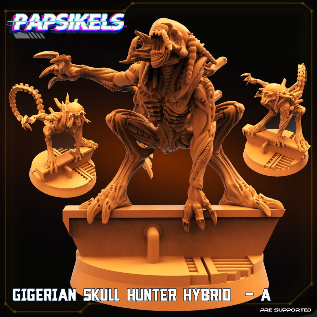 Gigerian Skull Hunter Hybrid [A] - Xeno Wars - Monstrosity Predalien / 32mm scale 3D printed miniatu