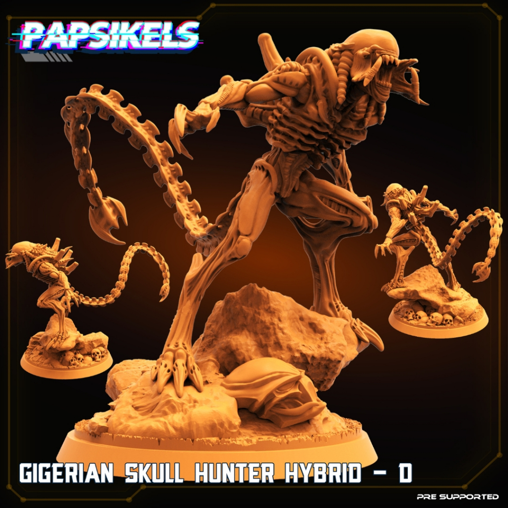 Gigerian Skull Hunter Hybrid [D] - Xeno Wars - Monstrosity Predalien / 32mm scale 3D printed miniatu