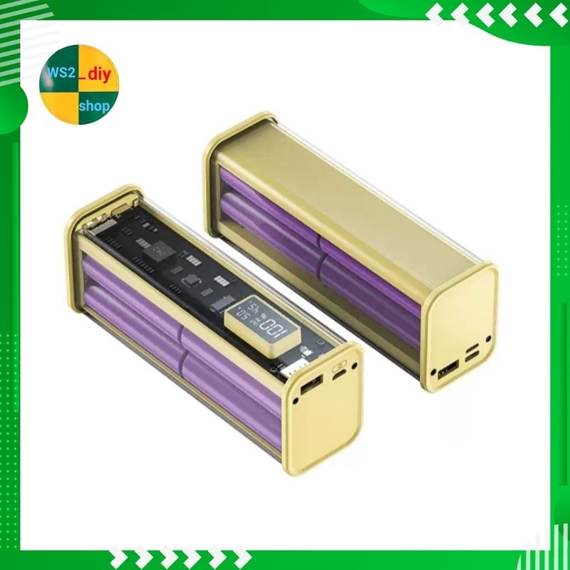 พาวเวอร์แบงค์ DIY ถ่าน18650 QC 4.0 ชาร์จเร็ว 22.5W หน้าจอดิจิทัล แบบใส