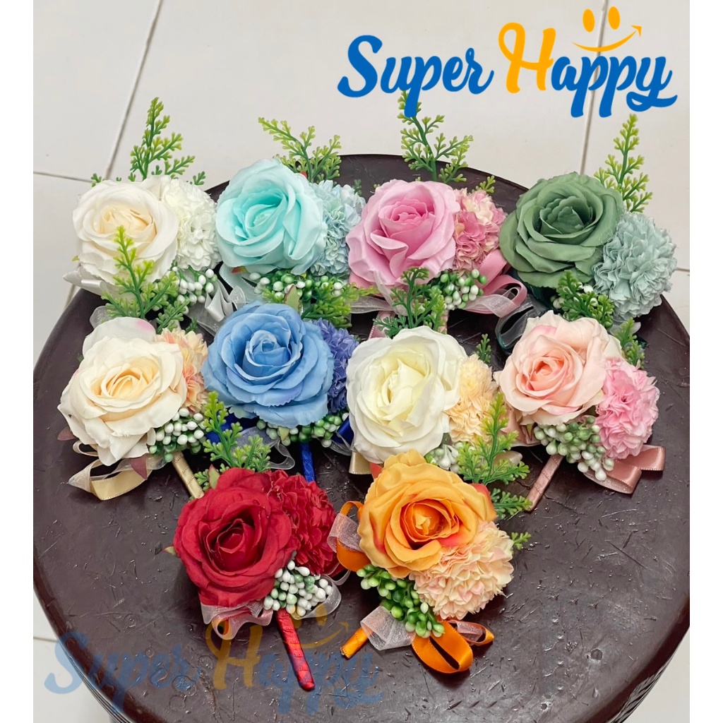 เข็มกลัดติดหน้าอก เข็มกลัดดอกไม้ หลากหลายสีสัน ใช้สำหรับงานแต่งงาน งานเกษียณ หรืองานมงคลต่างๆ