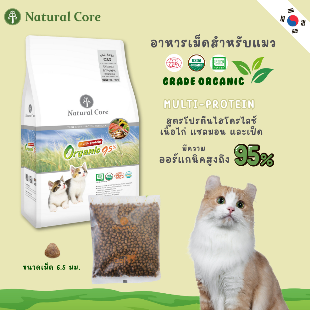 Natural Core C Multi-Protein อาหารเม็ดสำหรับแมว สูตรมัลติโปรตีน เกรดออร์แกนิก นำเข้าจากเกาหลี