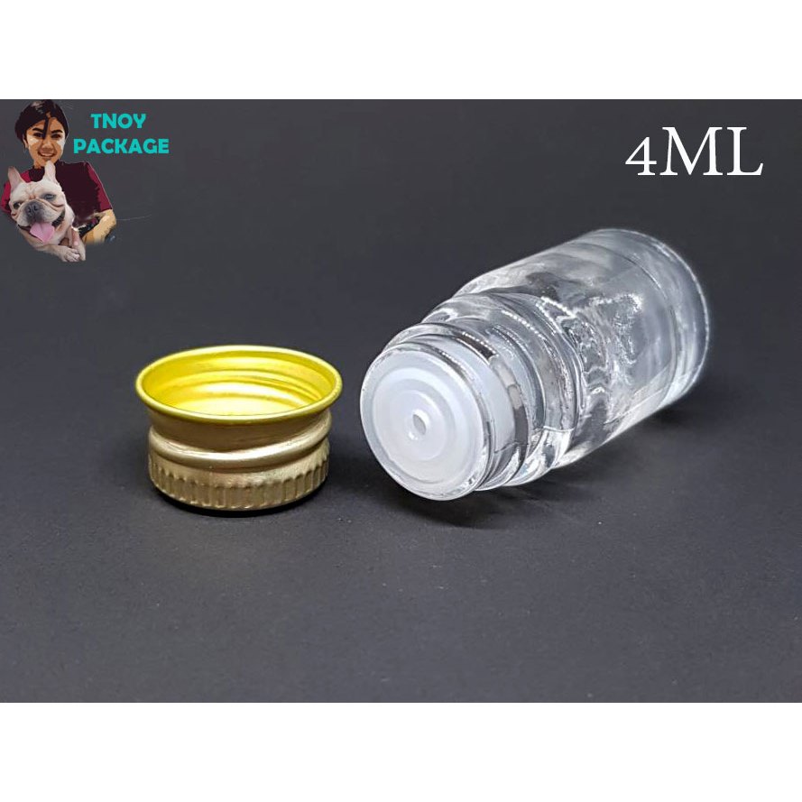 ขวด 4 มล.(100ใบ)ขวดแก้วใส 4ml / 4cc ฝา + จุกรู / จุกตัน มีจุก2แบบ ร้านTnoy Package บรรจุภัณฑ์