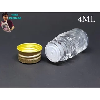 ขวด 4 มล.(100ใบ)ขวดแก้วใส 4ml / 4cc ฝา + จุกรู / จุกตัน มีจุก2แบบ ร้านTnoy Package บรรจุภัณฑ์