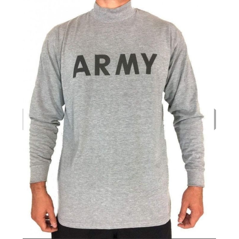 เสื้อยืดแขนยาว คอสูง สีเทาสกรีน ARMY(ARMY PT SHIRT LONG SLEEVE)