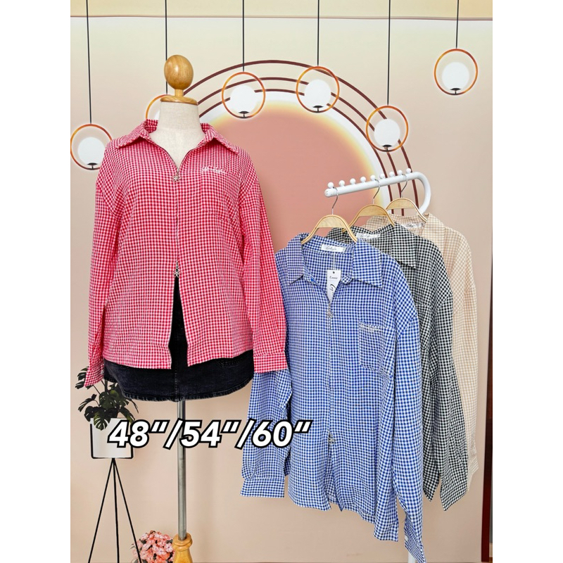 Goodly เชิ๊ตซิป สก็อตแขนยาว 48“-60” Clothing