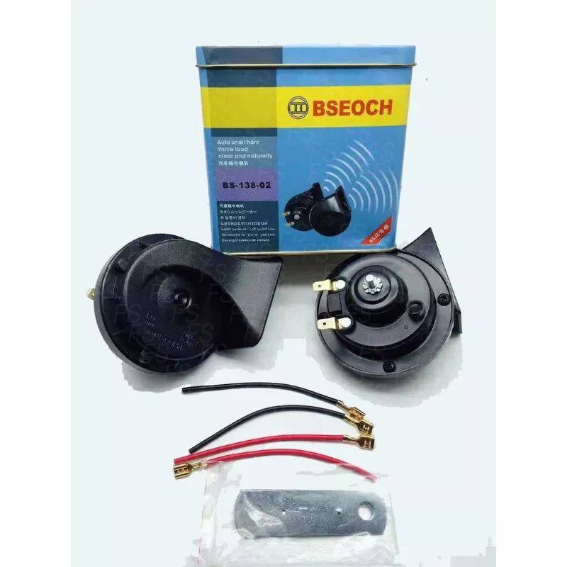 แตร BSEOCHแท้100% แตรหอยโข่ง เสียงรถเบนซ์ 115db รุ่น BS-138-02 สีดำ 12V (1คู่)ส่งจากไทยจ้า