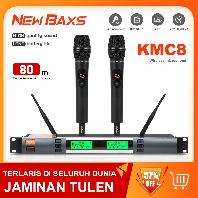 NEW BAXS KMC8ไมโครโฟนมืออาชีพหนึ่งลากสอง UHF ไร้สายเซ็กเมนต์ปรับความถี่พูดคุยง่ายบ้าน KTV กลางแจ้งการป