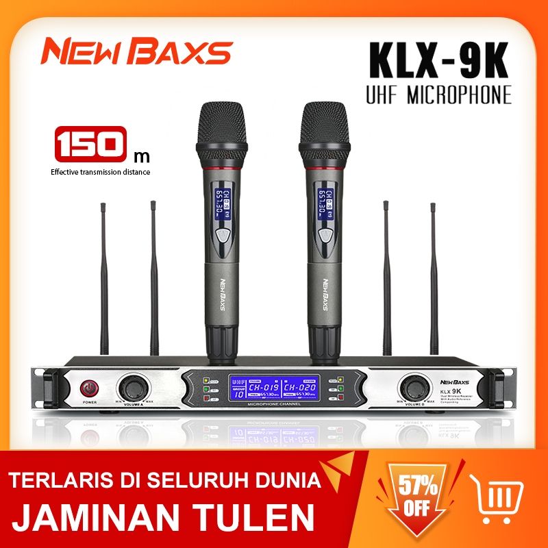 NEW BAXS KLX-9K ไมโครโฟนไร้สาย 1 สำหรับ 4 4 ไมโครโฟนแบบใช้มือถือ UHF FM 150M ระยะรับ 4 เสาอากาศ KTV
