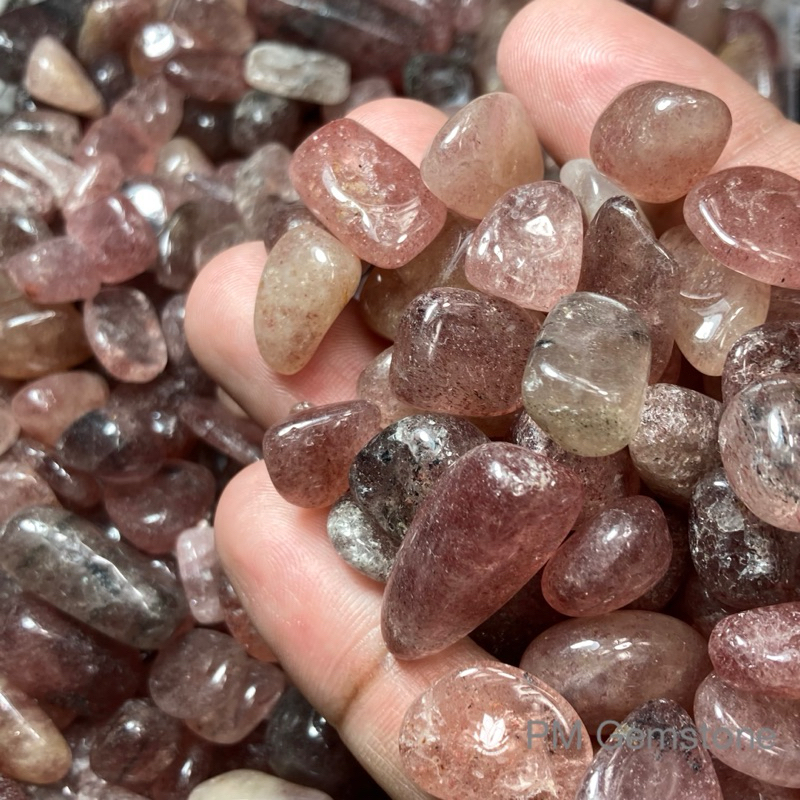 ST03 สตอเบอรี่ควอตซ์ ( Strawberry Quartz ) ขนาด 6-15 mm คริสตัล หินธรรมชาติ ควอตซ์ Quartz หินเกล็ด ของสะสม หินนำโชค