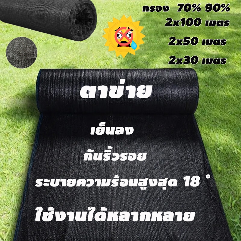 สแลนกันแดด (หน้ากว้าง2เมตร) กรองแสง70% 90% [สีดำ] ที่กรองแสง ที่กันแดด กันสาดผ้าสแลน 99% ใช้ในการเกษตร