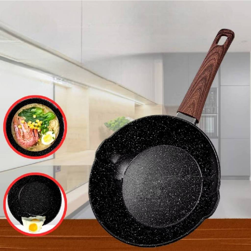 กระทะเหล็กด้ามพลาสติกเคลือบ non-stick ขนาด 18cm