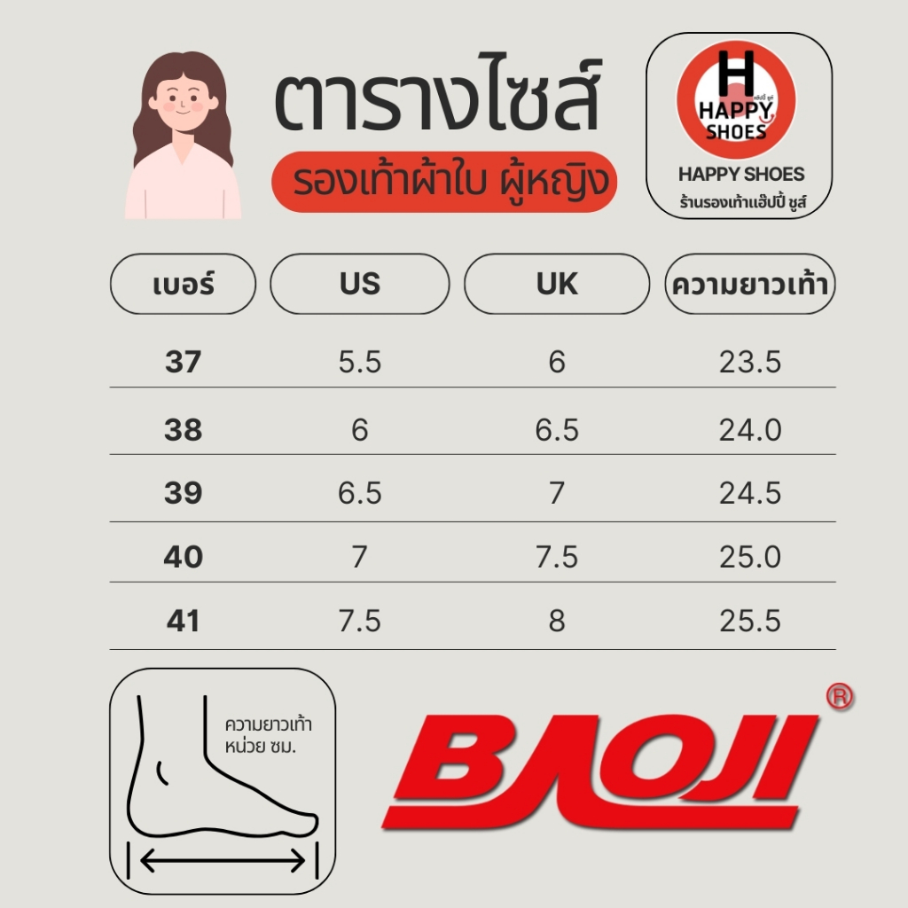[🥇บาโอจิแท้100%🔢ไซส์ 37-41🆓ฟรี...ถุงเท้า 1 คู่] BAOJI รองเท้าผ้าใบหญิง รองเท้ากีฬาหญิง รองเท้าวิ่งหญิง รุ่น BJW638