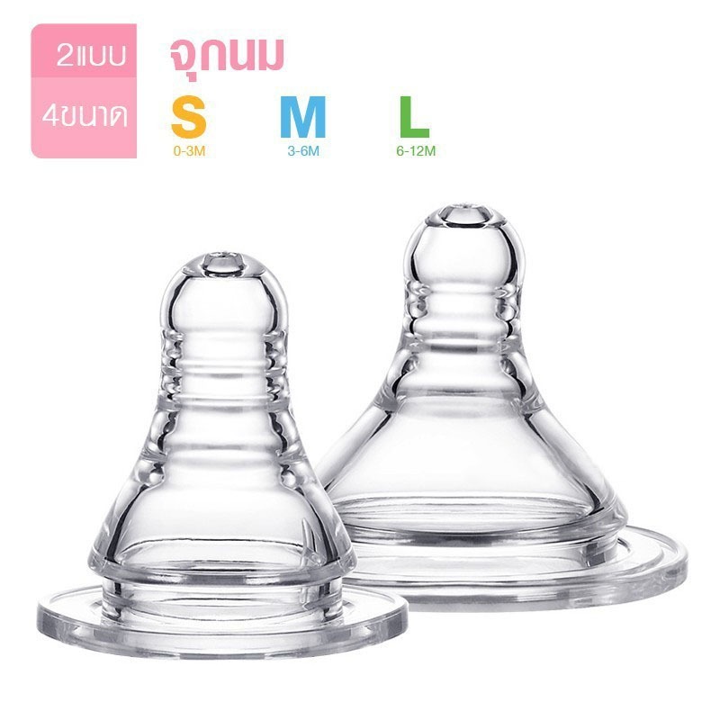 จุกนม จุกนมคอกว้าง จุกนมคอแคบ มี 2 แบบให้เลือก จุกนมสำหรับเด็ก BABY