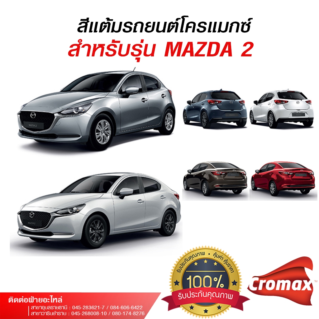 สีแต้มรถยนต์โครแมกซ์ สำหรับรถยนต์ MAZDA 2 MY 2022 มาสด้า 2 ปี 2022