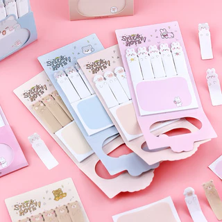 กระดาษโน๊ต ที่คั่น 2 in 1 MEOVV น่ารัก จากเกาหลี Sticky notes กระดาษโน้ต index โพสติด แมว หมี แกะ เครื่องเขียน post if