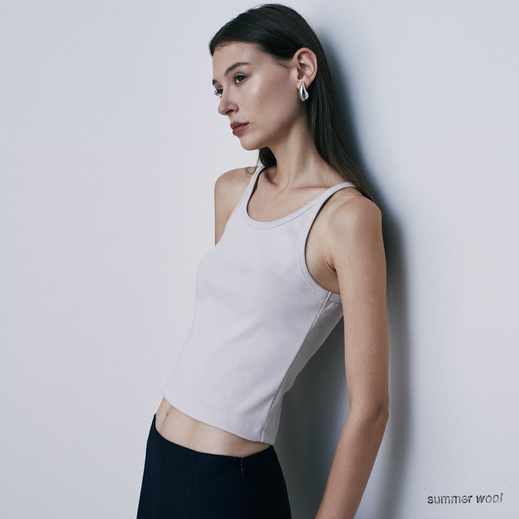 SUMMERWOOL – Int Tank(Grey): Fitted Tank เสื้อกล้ามสีเทาอ่อน