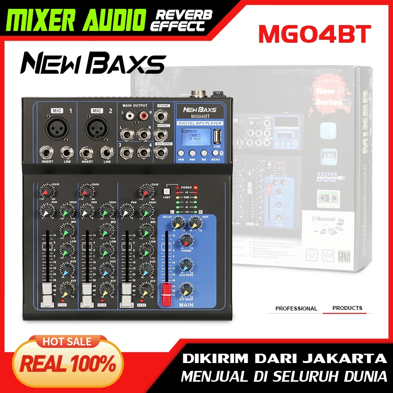 NEW BAXS AUDIO MIXER มิกเซอร์มืออาชีพ 4 ช่อง MG04BT มิกเซอร์ สัญญาณ USB Amplifiers เครื่องขยายเสียง KTV เครื่องขย