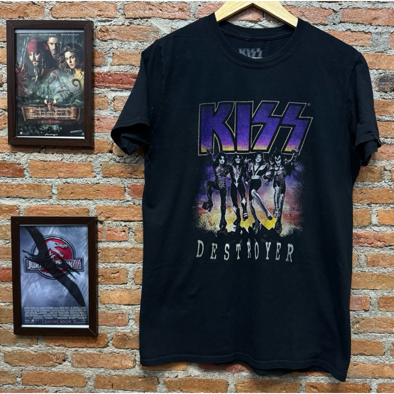 เสื้อยืดวินเทจมือสอง ลิขสิทธิ์แท้วงดนตรี KISS อัลบั้ม DESTROYER สีดำ ขนาดไซส์ M