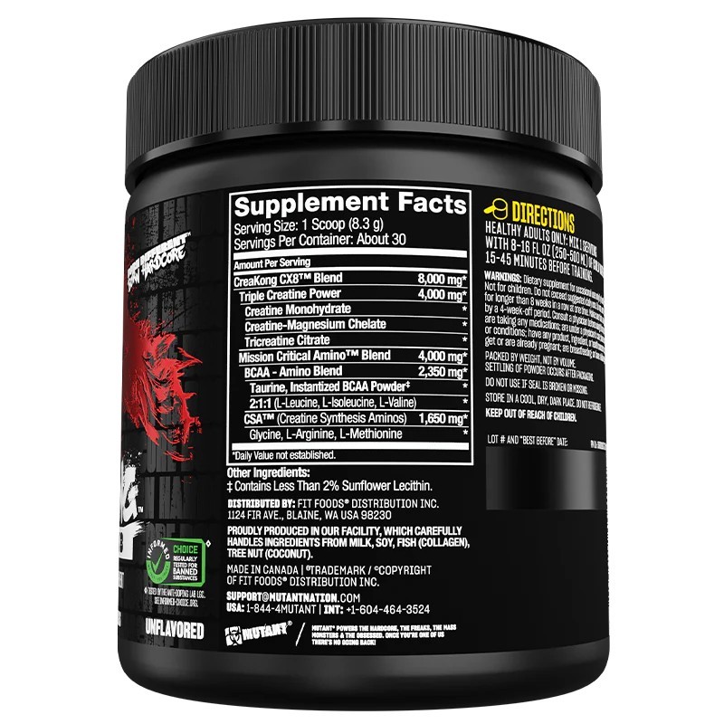 Mutant Creakong CX8 ขนาด 249 g.ครีเอทีน ผสมบีซีเอเอ Creatine + BCAA