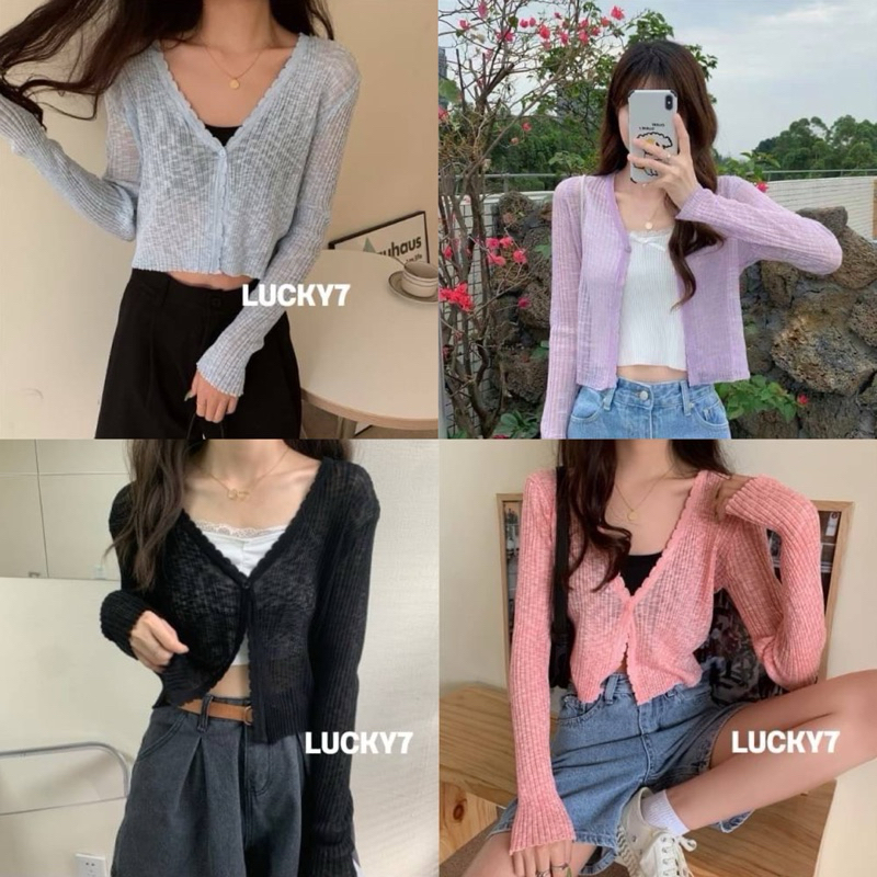 BY IRA เสื้อคลุมไหมพรม บางเบา ใส่สบาย สีซัมเมอร์สมาก