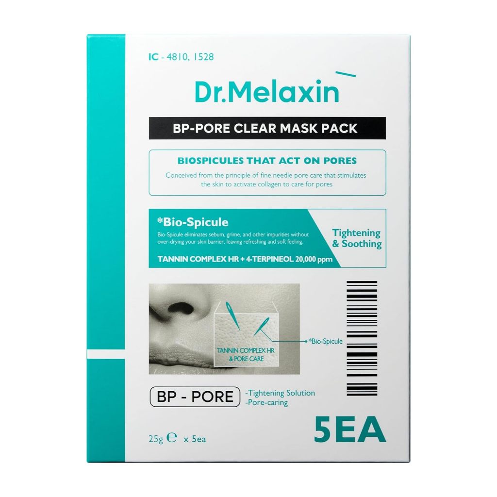 ( แท้ / พร้อมส่ง ) Dr.Melaxin BP Pore Clear Facial Mask pack 25g #ยกกล่อง 5 แผ่น
