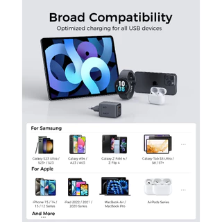 AUKEY PA-C3 Comet 67W หัวชาร์จ GaN 3 พอร์ต PD ชาร์จเร็วแรง สำหรับ iPhone 17 Pro Max และ Samsung S25