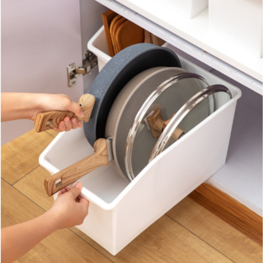 กล่องจัดระเบียบ กล่องพลาสติก ประหยัดพื้นที่ใช้สอย จัดระเบียบห้อง ของใช้ในครัว เก็บของเล่น มีล้อ พลาสติกหนา มินิมอล - รูปที่ 4