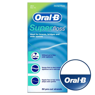 Oral B ไหมขัดฟัน Super floss บรรจุ 50 เส้น