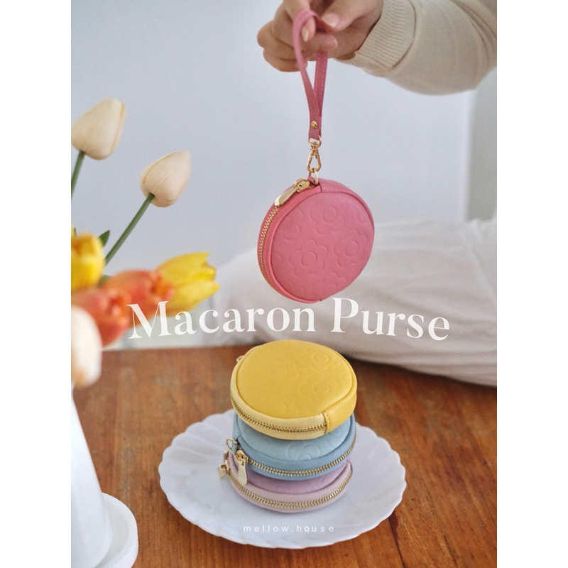 Macaron purse กระเป๋าทรงกลมขนาดเล็ก กระเป๋าใส่เหรียญ กระเป๋าairpod กระเป๋าหนังแท้