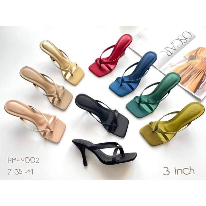 NIWA SHOES รองเท้าแฟชั่น รองเท้าออกงาน รองเท้าแม็กซี่ ผ้าซาติน สูง 3 นิ้ว รุ่น PM-9002