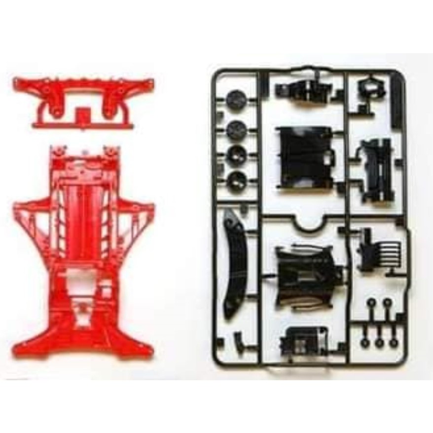 โครง FMA สีแดง + พาทดำ ระเบิดจากรถกล่อง Tamiya GEO Glider Advance Pack TKC (FM-A Chassis) ของใหม่แท้
