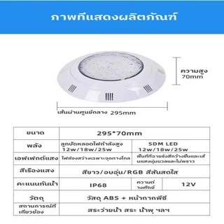 25W LED ไฟสระว่ายน้ำไฟใต้น้ำสระว่ายน้ำรีโมทคอนโทรลไฟ กันน้ำสระว่ายน้ำไฟสวนพรีเมี่ยมไฟสระว่ายน้ำกลางแจ้ง RGB 7สีโหมด