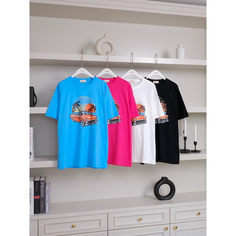 เสื้อยืดลายรถปวน ผ้าคอตตอนเกรดแพง บรัชนุ่ม ระบายอากาศได้ดี ใส่สบาย ทรง oversize unisex