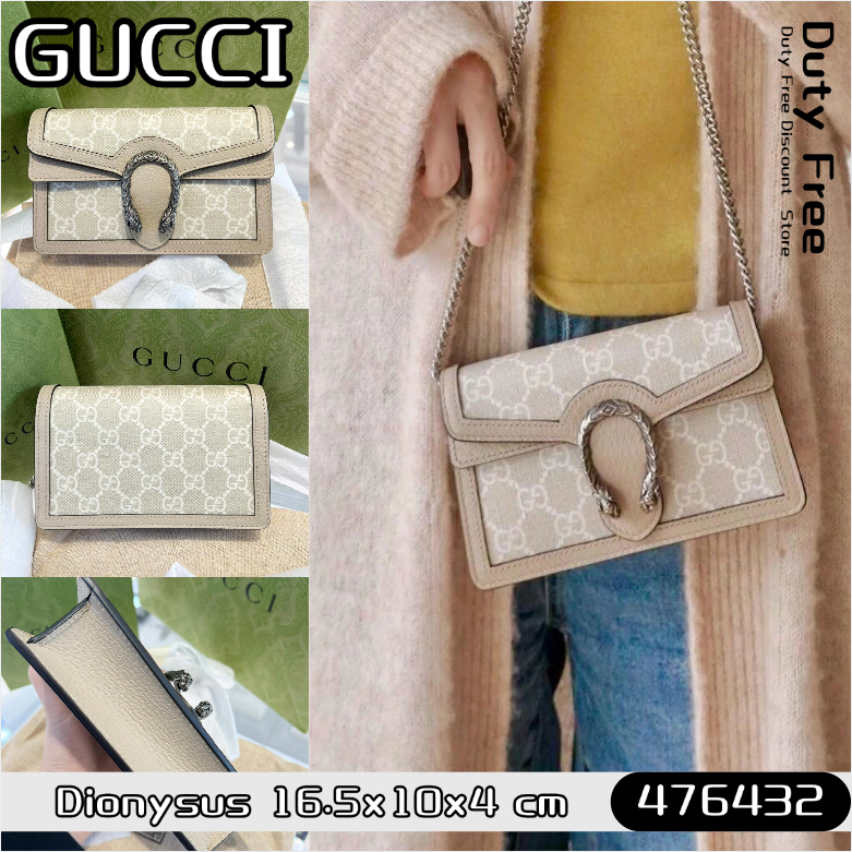 ⚡Gucci GUCCI Spot Dionysus Series GG Super Mini Chain Bag กุชชี่⚡กระเป๋าสะพาย/สีชานม