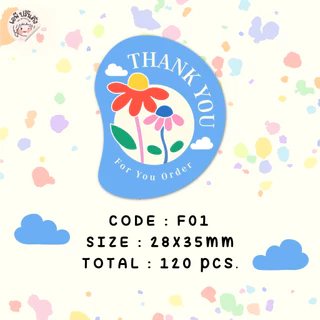 สติ๊กเกอร์ขอบคุณ thank you Flower ดอกไม้ มีให้เลือก 6 แบบ