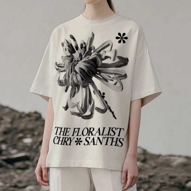 SNOWKILLER • Oversize tee • เสื้อยืดโอเวอร์ไซส์ ทรงไหล่ตก ผ้าเนื้อพรีเมี่ยม ลายดอกไม้