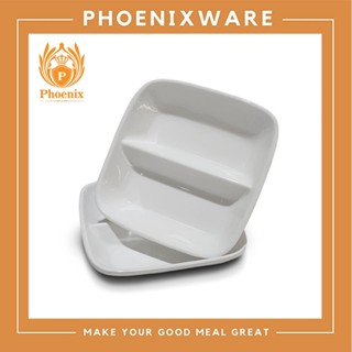 ถ้วยน้ำจิ้มเหลี่ยม 2 ช่อง 3.5นิ้ว เมลามีน Phoenix D929-7