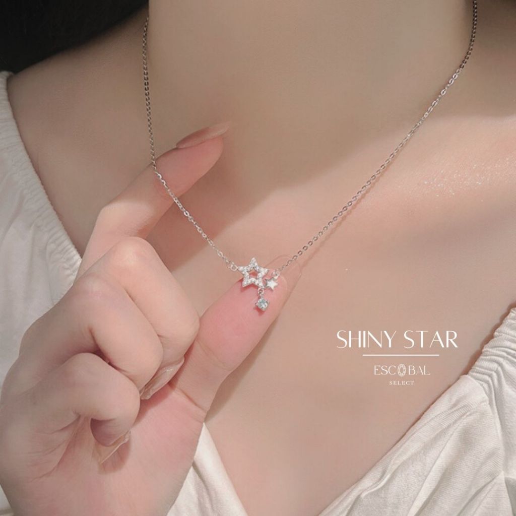 ESCOBAL✨สร้อยเงิน Shiny Star สร้อยคอเงิน 925 สร้อยคอเพชร สร้อยเงินแท้ จี้สร้อยคอ