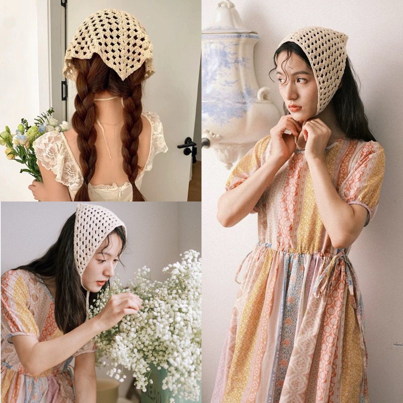 ผ้าโพกผมถักไหมพรม ที่คาดผมถักไหมพรมสไตล์เกาหลี งานHandmade