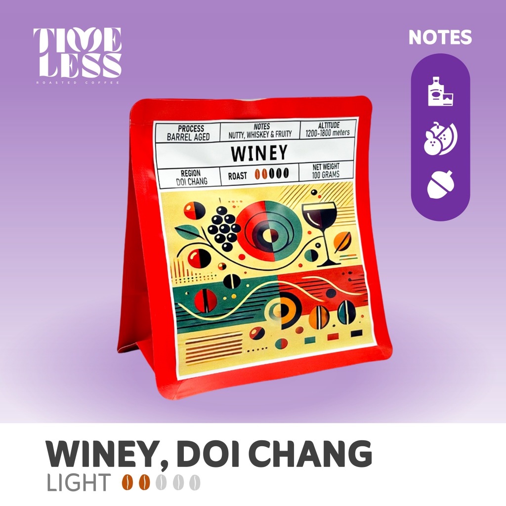 เมล็ดกาแฟ คั่วอ่อน - ไวน์ (Winey) Timeless Roasted Coffee 100 กรัม