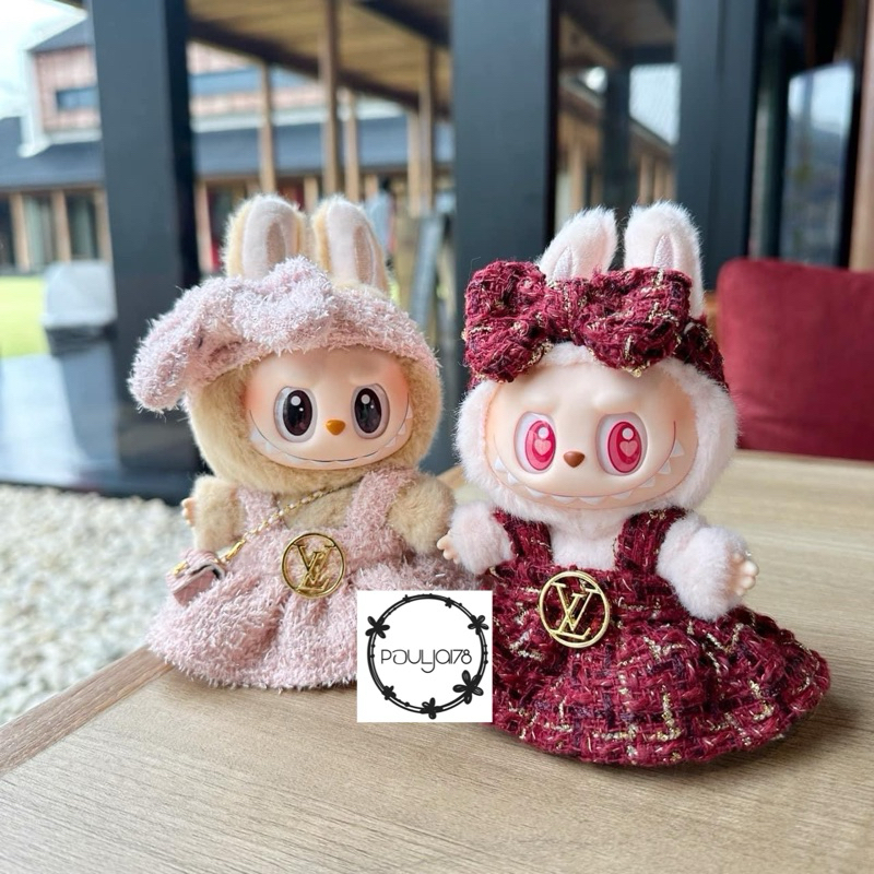 ชุดบู้ v1-2 พวงกุญแจ 17 ซม โบว์คาดหัวและเดรส / Set of headset and dress for 17cms v1-2 labubu keychain